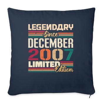 Légendaire depuis décembre 2007 Millésime décembre 2007 - Housse de coussin décorative 45 x 45 cm - bleu marine - Devant