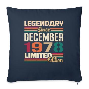 Légendaire depuis décembre 1978 Millésime décembre 1978 - Housse de coussin décorative 45 x 45 cm - bleu marine - Devant