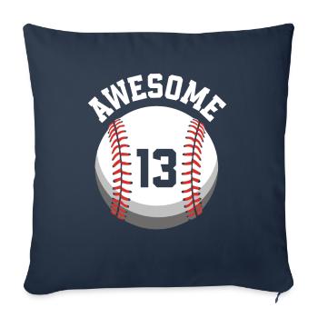 Fête de baseball du 13e anniversaire des enfants - Housse de coussin décorative 45 x 45 cm - bleu marine - Devant