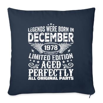 Décembre 1978 Anniversaire Décembre 1978 Décembre - Housse de coussin décorative 45 x 45 cm - bleu marine - Devant
