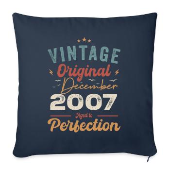Anniversaire Vintage - Décembre 2007 - Idée cadeau - Housse de coussin décorative 45 x 45 cm - bleu marine - Devant