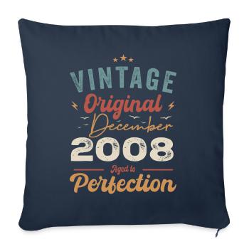 Anniversaire Vintage - Décembre 2008 - Idée cadeau - Housse de coussin décorative 45 x 45 cm - bleu marine - Devant
