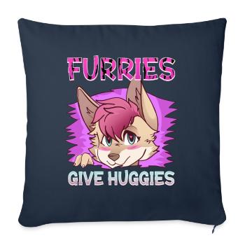 Furries give Huggies I Furry Fandom I Cosplay - Sofa pillowcase 17,3'' x 17,3'' (45 x 45 cm) - navy - Front