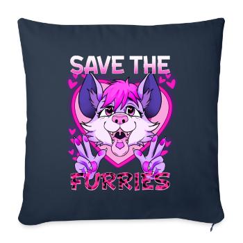 Save the Furries I Furry Fandom Anime Cosplay - Sofa pillowcase 17,3'' x 17,3'' (45 x 45 cm) - navy - Front
