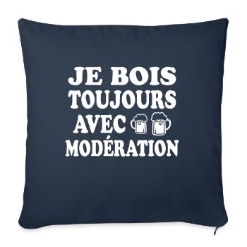 Je Bois Toujours Avec Modération Humour Apéro - Housse de coussin décorative 45 x 45 cm - bleu marine - Devant