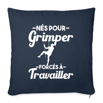 Né Pour Grimper Escaladeur Humour Cadeau - Housse de coussin décorative 45 x 45 cm - bleu marine - Devant