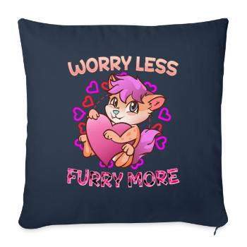 S’inquiéter moins Furry plus I Fursona Cosplay Fandom - Housse de coussin décorative 45 x 45 cm - bleu marine - Devant