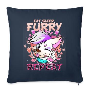 Eat Sleep Furry Repeat I Furries Fandom Cosplay - Sofa pillowcase 17,3'' x 17,3'' (45 x 45 cm) - navy - Front