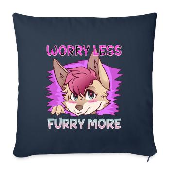 Worry less Furry more I Fursona Cosplay Fandom - Sofa pillowcase 17,3'' x 17,3'' (45 x 45 cm) - navy - Front