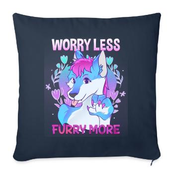 S’inquiéter moins Furry plus I Fursona Cosplay Fandom - Housse de coussin décorative 45 x 45 cm - bleu marine - Devant