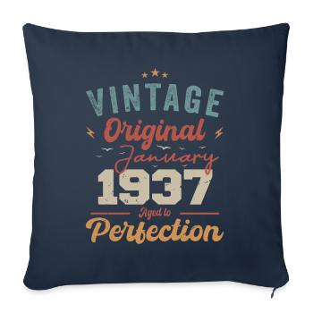Janvier 1937 Légende depuis 87 ans - Housse de coussin décorative 45 x 45 cm - bleu marine - Devant