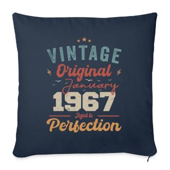 Janvier 1967 Légende depuis 57 ans - Housse de coussin décorative 45 x 45 cm - bleu marine - Devant