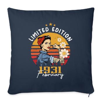 93 years old - Born in February 1931 - Sofa pillowcase 17,3'' x 17,3'' (45 x 45 cm) - navy - Front