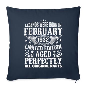 Légendaire depuis février 1932 - 92 ans - Housse de coussin décorative 45 x 45 cm - bleu marine - Devant