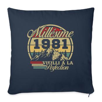 Millésime 1981, Cadeau D'anniversaire Vintage 1981 - Housse de coussin décorative 45 x 45 cm - bleu marine - Devant
