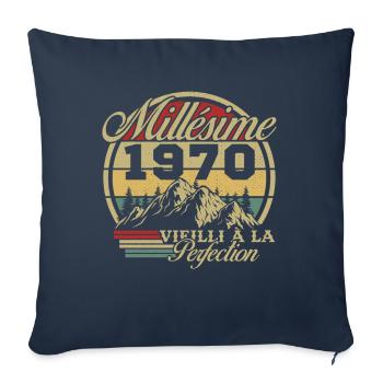 Millésime 1970, Cadeau D'anniversaire Vintage 1970 - Housse de coussin décorative 45 x 45 cm - bleu marine - Devant
