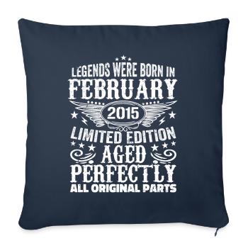 Légendaire depuis février 2015 - 9 ans - Housse de coussin décorative 45 x 45 cm - bleu marine - Devant