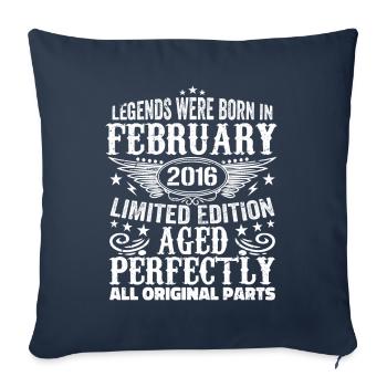 Légendaire depuis février 2016 - 8 ans - Housse de coussin décorative 45 x 45 cm - bleu marine - Devant