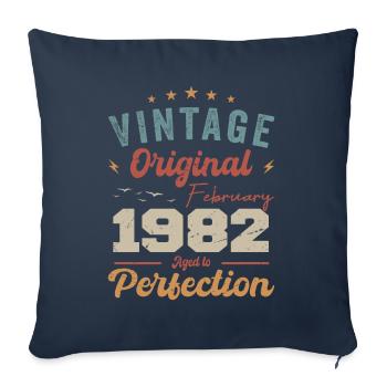 Né en février 1982 millésime 1982 anniversaire - Housse de coussin décorative 45 x 45 cm - bleu marine - Devant