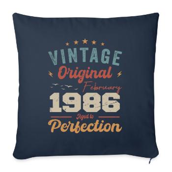 Né en février 1986 millésime 1986 anniversaire - Housse de coussin décorative 45 x 45 cm - bleu marine - Devant