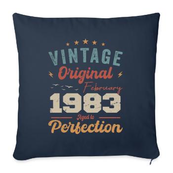 Né en février 1983 millésime 1983 anniversaire - Housse de coussin décorative 45 x 45 cm - bleu marine - Devant