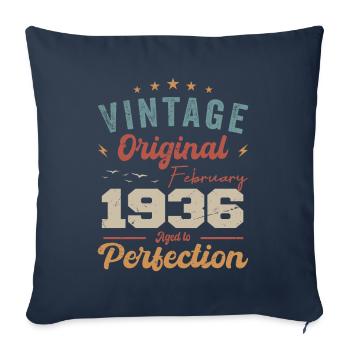 Né en février 1936 millésime 1936 anniversaire - Housse de coussin décorative 45 x 45 cm - bleu marine - Devant