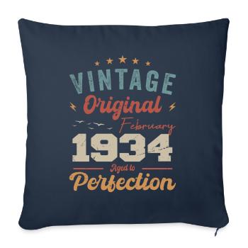 Né en février 1934 millésime 1934 anniversaire - Housse de coussin décorative 45 x 45 cm - bleu marine - Devant