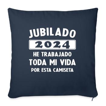 Retraité en 2024 / Retraité 2024 Cadeau Humour - Housse de coussin décorative 45 x 45 cm - bleu marine - Devant