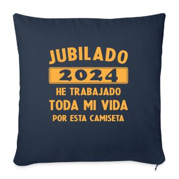 Retraité en 2024 / Retraité 2024 Cadeau Humour - Housse de coussin décorative 45 x 45 cm - bleu marine - Devant