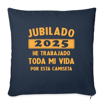 Retraité en 2025 / Retraité 2025 Cadeau Humour - Housse de coussin décorative 45 x 45 cm - bleu marine - Devant