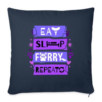 Eat Sleep Furry Repeat I Furries Fandom Cosplay - Sofa pillowcase 17,3'' x 17,3'' (45 x 45 cm) - navy - Front