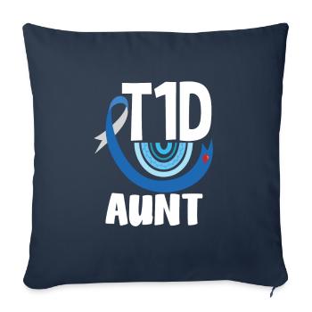 Cadeau pour diabétiques de type 1 pour diabétiques de type 1 - Housse de coussin décorative 45 x 45 cm - bleu marine - Devant