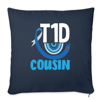 Cadeau pour diabétiques de type 1 pour diabétiques de type 1 - Housse de coussin décorative 45 x 45 cm - bleu marine - Devant