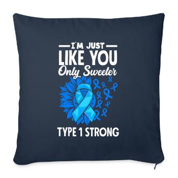 Cadeau pour diabétiques de type 1 pour diabétiques de type 1 - Housse de coussin décorative 45 x 45 cm - bleu marine - Devant