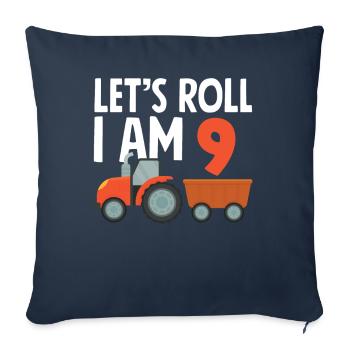 9e anniversaire tracteur 9 ans chemise d’anniversaire - Housse de coussin décorative 45 x 45 cm - bleu marine - Devant