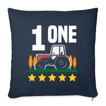 1er anniversaire tracteur 1 an chemise d’anniversaire - Housse de coussin décorative 45 x 45 cm - bleu marine - Devant