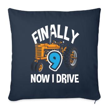 9e anniversaire tracteur 9 ans chemise d’anniversaire - Housse de coussin décorative 45 x 45 cm - bleu marine - Devant