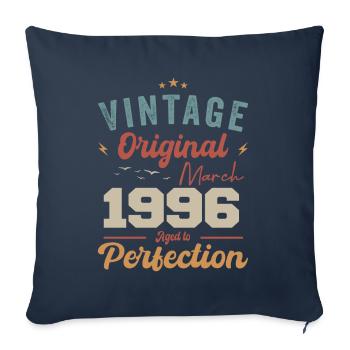 Mars 1996 Vintage Born Vintage Anniversaire - Housse de coussin décorative 45 x 45 cm - bleu marine - Devant