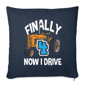 4e anniversaire tracteur 4 ans chemise d’anniversaire - Housse de coussin décorative 45 x 45 cm - bleu marine - Devant