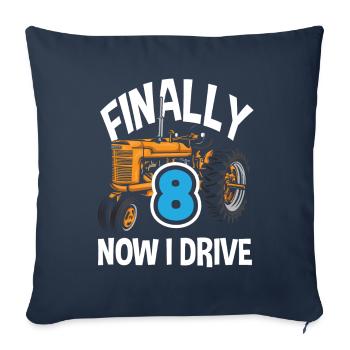 8e anniversaire tracteur 8 ans chemise d’anniversaire - Housse de coussin décorative 45 x 45 cm - bleu marine - Devant