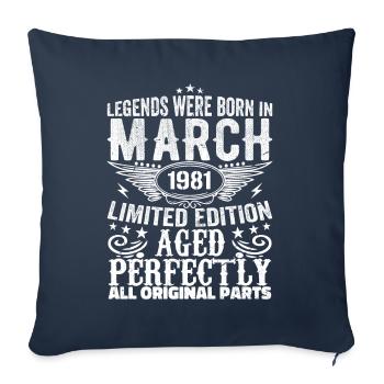 Légendaire depuis mars 1981 Anniversaire 1981 - Housse de coussin décorative 45 x 45 cm - bleu marine - Devant