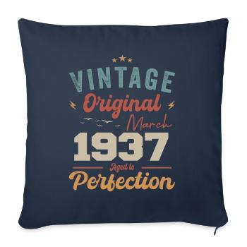 Mars 1937 Vintage Born Vintage Anniversaire - Housse de coussin décorative 45 x 45 cm - bleu marine - Devant
