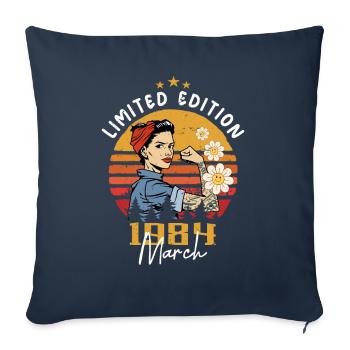 Women born in March 1984 Birthday 1984 - Sofa pillowcase 17,3'' x 17,3'' (45 x 45 cm) - navy - Front