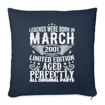 Légendaire depuis mars 2001 Anniversaire 2001 - Housse de coussin décorative 45 x 45 cm - bleu marine - Devant