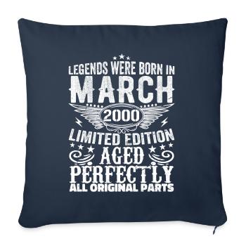 Légendaire depuis mars 2000 Anniversaire 2000 - Housse de coussin décorative 45 x 45 cm - bleu marine - Devant