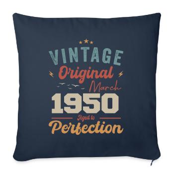 Mars 1950 ' s Vintage né Vintage anniversaire - Housse de coussin décorative 45 x 45 cm - bleu marine - Devant