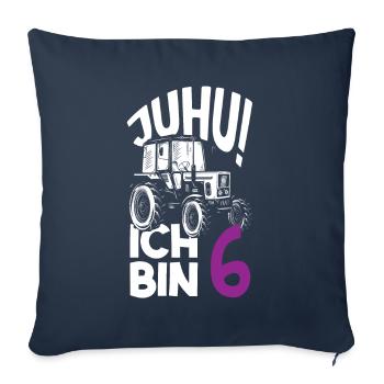 6. Geburtstag Traktor 6 Jahre Geburtstagsshirt - Sofakissenbezug 45 x 45 cm - Navy - Vorne