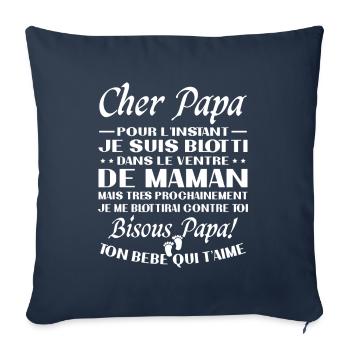 Annonce Grossesse Originale Pour Futur Papa - Housse de coussin décorative 45 x 45 cm - bleu marine - Devant