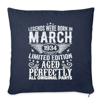 Legendary since March 1934 Birthday 1934 - Sofa pillowcase 17,3'' x 17,3'' (45 x 45 cm) - navy - Front
