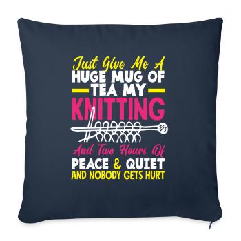 Drôle de tricot à l’aiguille à tricoter cadeau - Housse de coussin décorative 45 x 45 cm - bleu marine - Devant